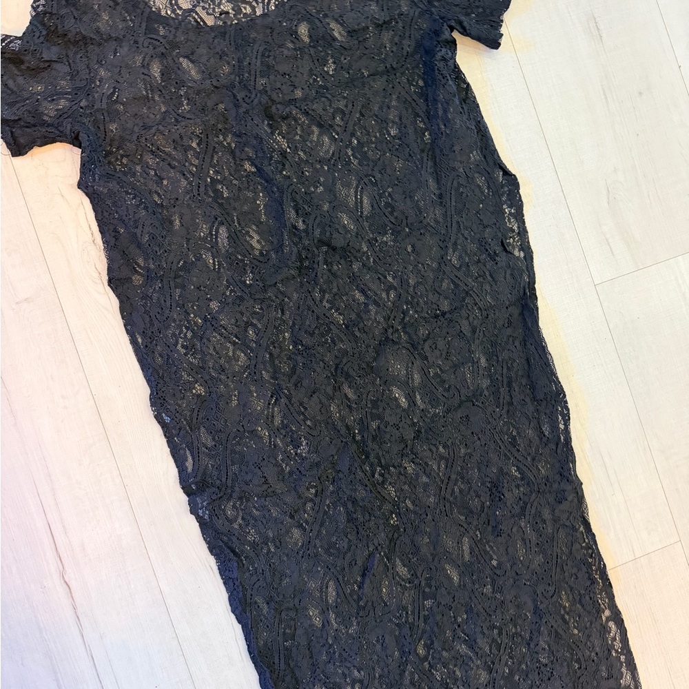 Lush Black Long Lace Maxi‎ Dress - Picture 2 of 11